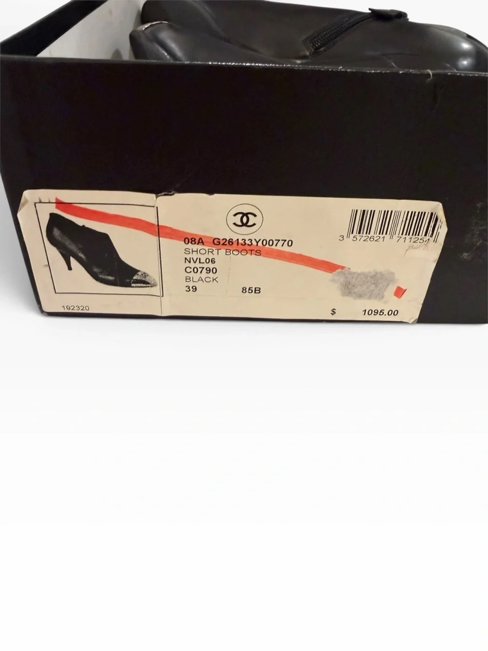 CHANEL Black Leather Ankle Boots with Silver Cap Toe Logo